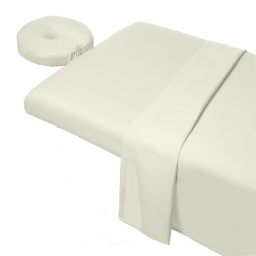 Shreem Linen Microfiber Massage Sheet Set 3-Piece Ivory