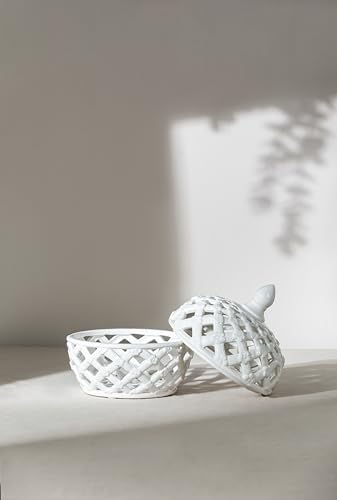 White Ceramic Lidded Jar for Home Decor