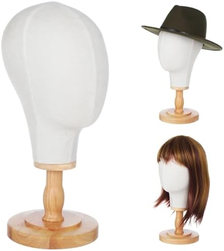OMISTAR Wig Head Stand with Linen Cover Display Rack