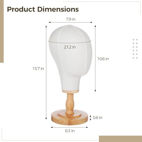 OMISTAR Wig Head Stand with Linen Cover Display Rack