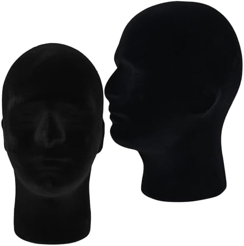 2 Pack Black Mannequin Head Stand for Wigs Hats Masks