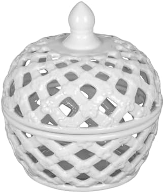 White Ceramic Lidded Jar for Home Decor