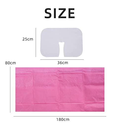 Uralili 200 Piece Disposable Non Woven Massage Table Sheet Set - Pink