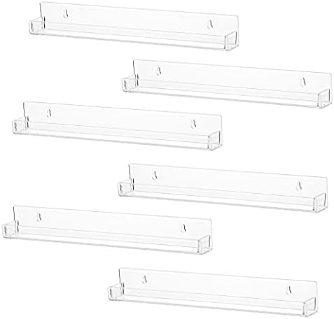 LikeU 6 Pc Clear Acrylic Floating Bookshelf Display