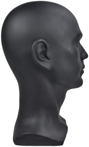 Male Mannequin Head for Wig Display Matte Black