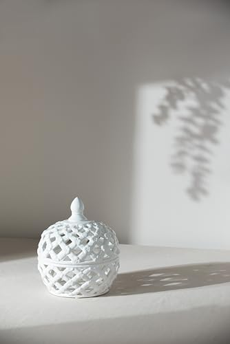 White Ceramic Lidded Jar for Home Decor