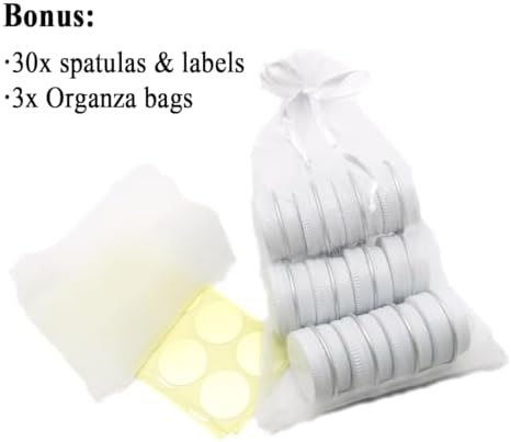30 Pack 5 ml White Lip Balm Tins with Screw Lid