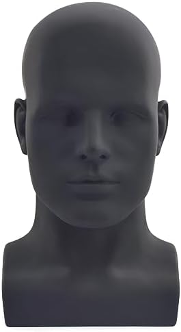 PVC Mannequin Head Black Male Display Dummy Stand 1
