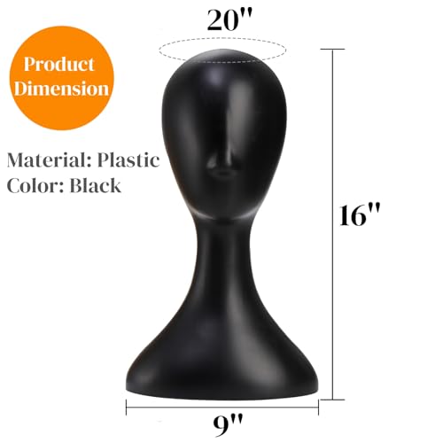 Acshio 16 Inch Plastic Wig Head Stand with Neck