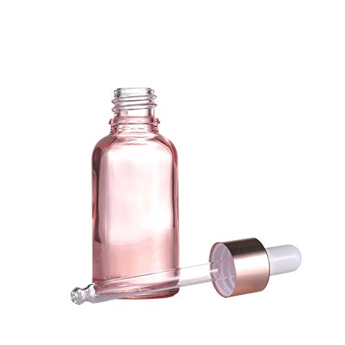 6 Pcs Pink Glass Dropper Bottles for Essential Oils