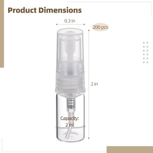 200 PCS Clear Glass Spray Bottles Refillable and Portable