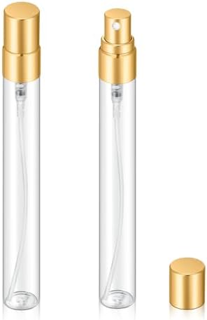 20Pcs 10ml Clear Glass Mist Spray Bottles with Golden Nozzle