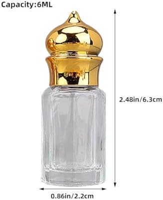 Mini Arabic Crystal Glass Roller Bottles 6ml Gold Refillable