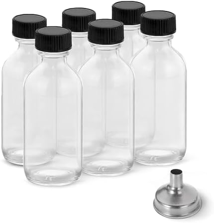 DIDITIME 6 Pack Shot Bottles with Caps and Funnels