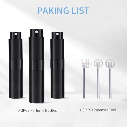 3Pcs 8ml Cologne Travel Bottle Refillable Perfume Sprayer Twist Up Bottle Black