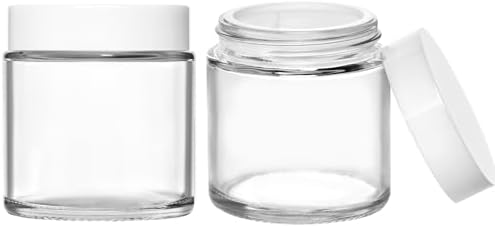 TUZAZO 4oz Glass Jars with White Lids 2 Pack