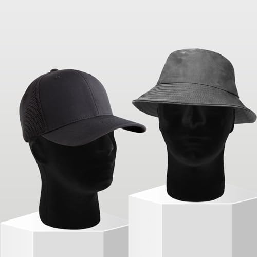 2 Pack Black Mannequin Head Stand for Wigs Hats Masks