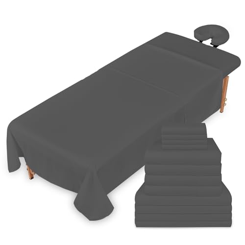 XOLLOZ Massage Table Sheets Set 4-Piece Gray Bundle