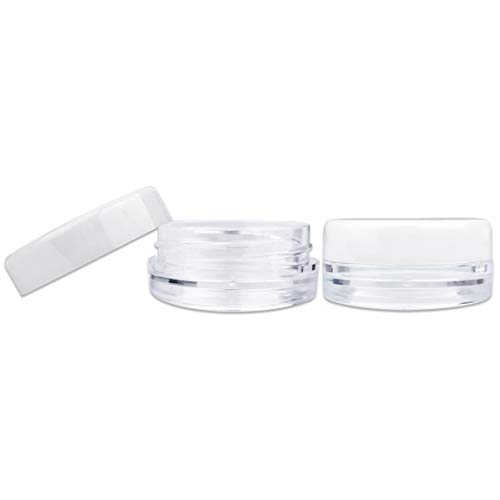 Beauticom 200 Pcs 3G Clear Jars with White Lids