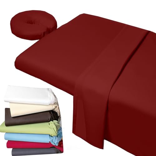 Burgundy Microfiber Massage Sheet Set - 3 Piece for Spa and Salon