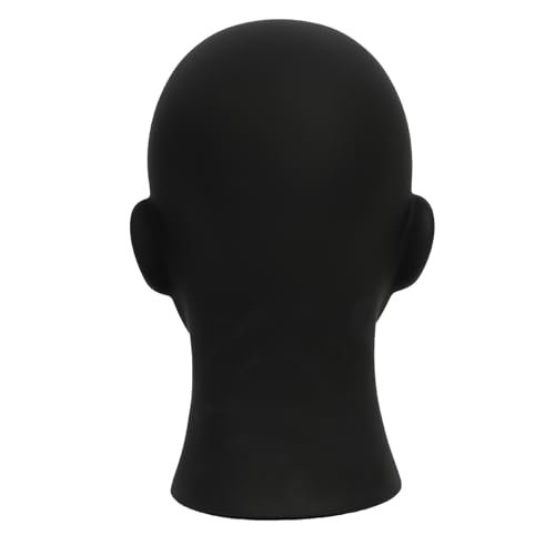 Male Mannequin Head PVC Matte Black Display Stand