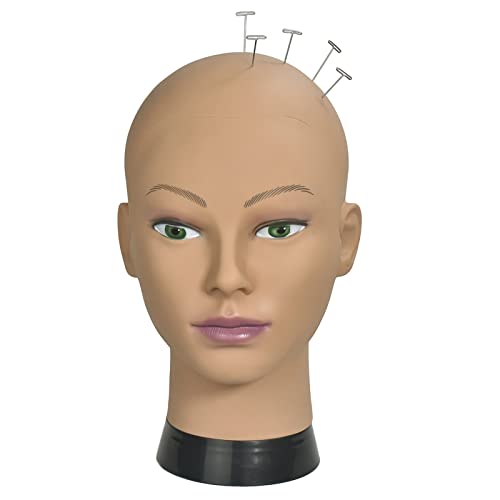 Bald Female Training Head for Wigs and Display with Free Clamp