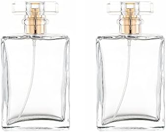 2 Pcs Gold Clear Glass Perfume Atomizer 100ml Spray Bottle for Travel