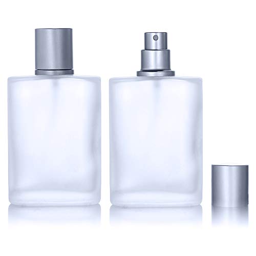 2 Pack 50ml Frosted Glass Spray Bottles Refillable Perfume Atomizers