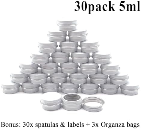 30 Pack 5 ml White Lip Balm Tins with Screw Lid