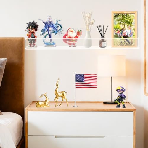 SOVQUEST Clear Acrylic Floating Shelves 15 Inch 4 Pack Invisible Display Shelf