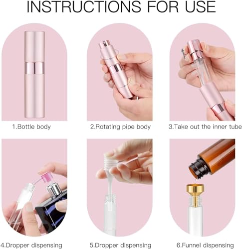 Tekson 8ml Refillable Perfume Atomizer Bottle Pink Gold