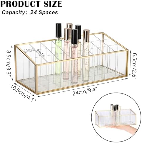 ELLDOO Rollerball Perfume Organizer 24 Acrylic Storage Case
