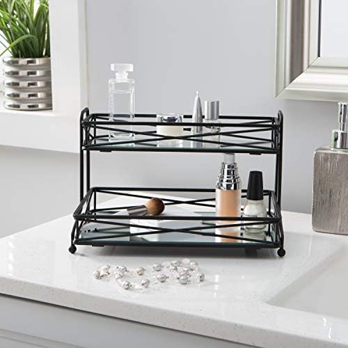 Home Details Mirrored Cosmetic Organizer 2 Tier Vanity Tower