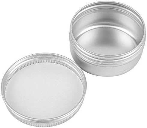 Foraineam 60 Pack Round Aluminum Lip Balm Tins with Screw Top - Silver