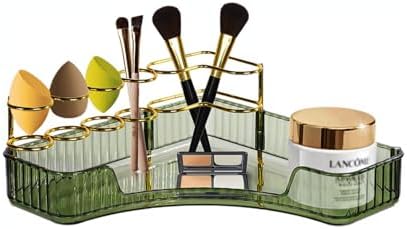 Makeup Organizer for Vanity Corner Storage Shelf Green