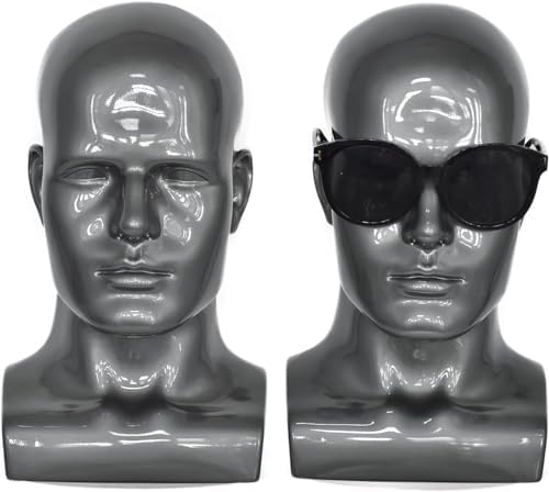 PVC Mannequin Head Black Male Display Dummy Stand