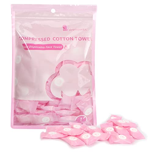 Classycoo 100pcs Cotton Compressed Face Towel Tablets Pink