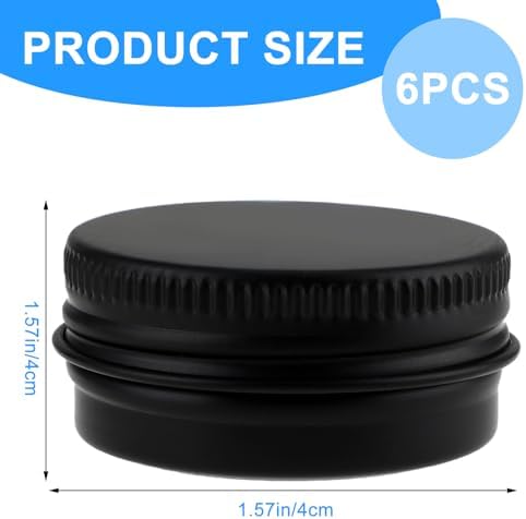 6 Piece 05 Oz Metal Jar Containers with Screw Lid
