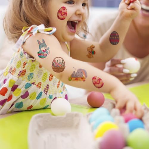 CHARLENT Easter Temporary Tattoos for Kids Party Supplies