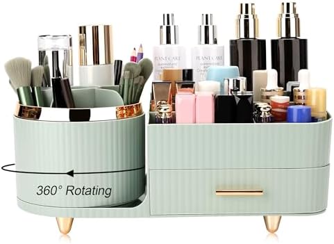 Molutsody Makeup Organizer with Drawers Green