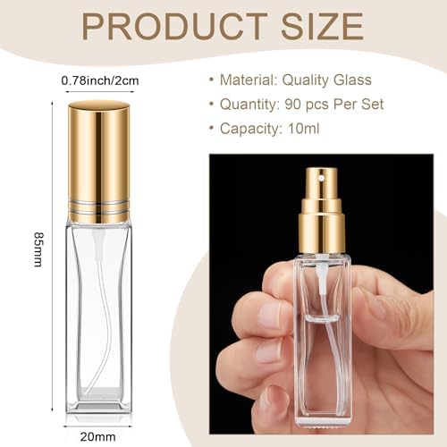 Domensi 90 Pcs Refillable Glass Perfume Bottles with Pump