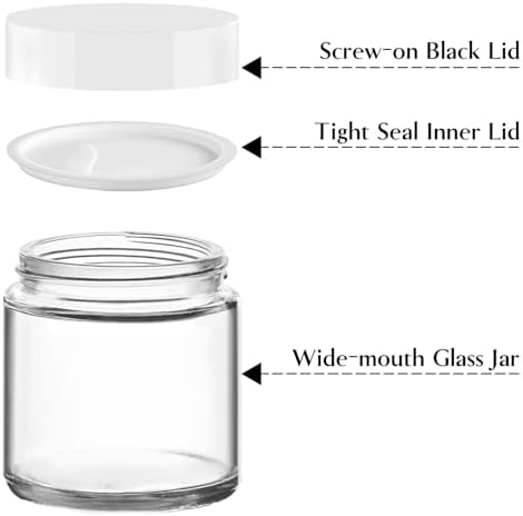 TUZAZO 4oz Glass Jars with White Lids 2 Pack