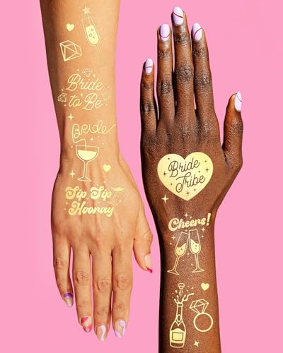 XO Fetti Gold Bachelorette Tattoos 54 Pcs