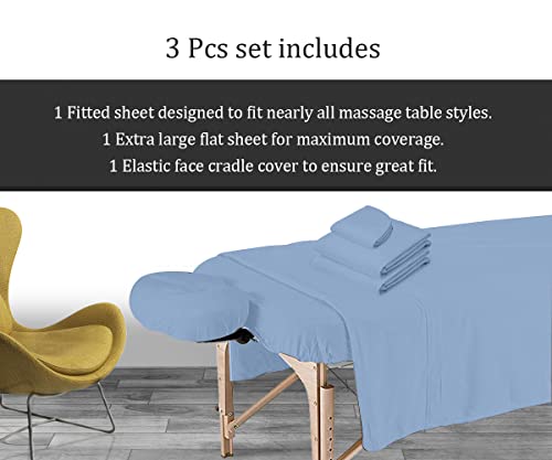 Avalon Care Massage Table Sheets Set 3 Pcs Sky Blue