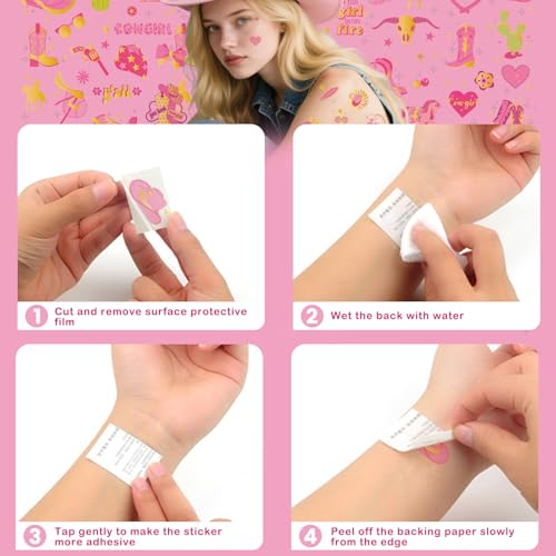 Cowgirl Temporary Tattoos 80 Gold Foil Styles