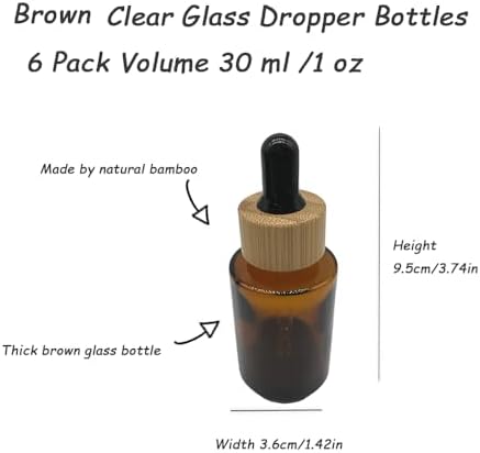 Brown Glass Dropper Bottles 30ml 6 Pack