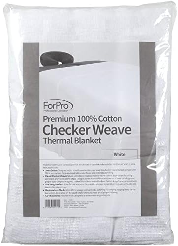 ForPro Professional Premium Checker Weave Thermal Massage Blanket 66x90 White