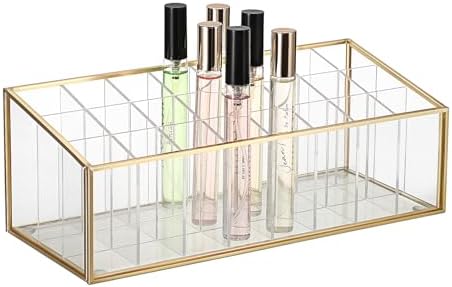 ELLDOO Rollerball Perfume Organizer 24 Acrylic Storage Case