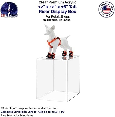 Acrylic Display Riser Box 12x12x16 Clear Tower Pedestal