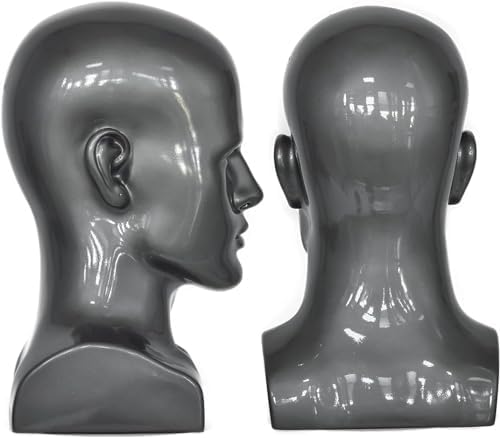 PVC Mannequin Head Black Male Display Dummy Stand